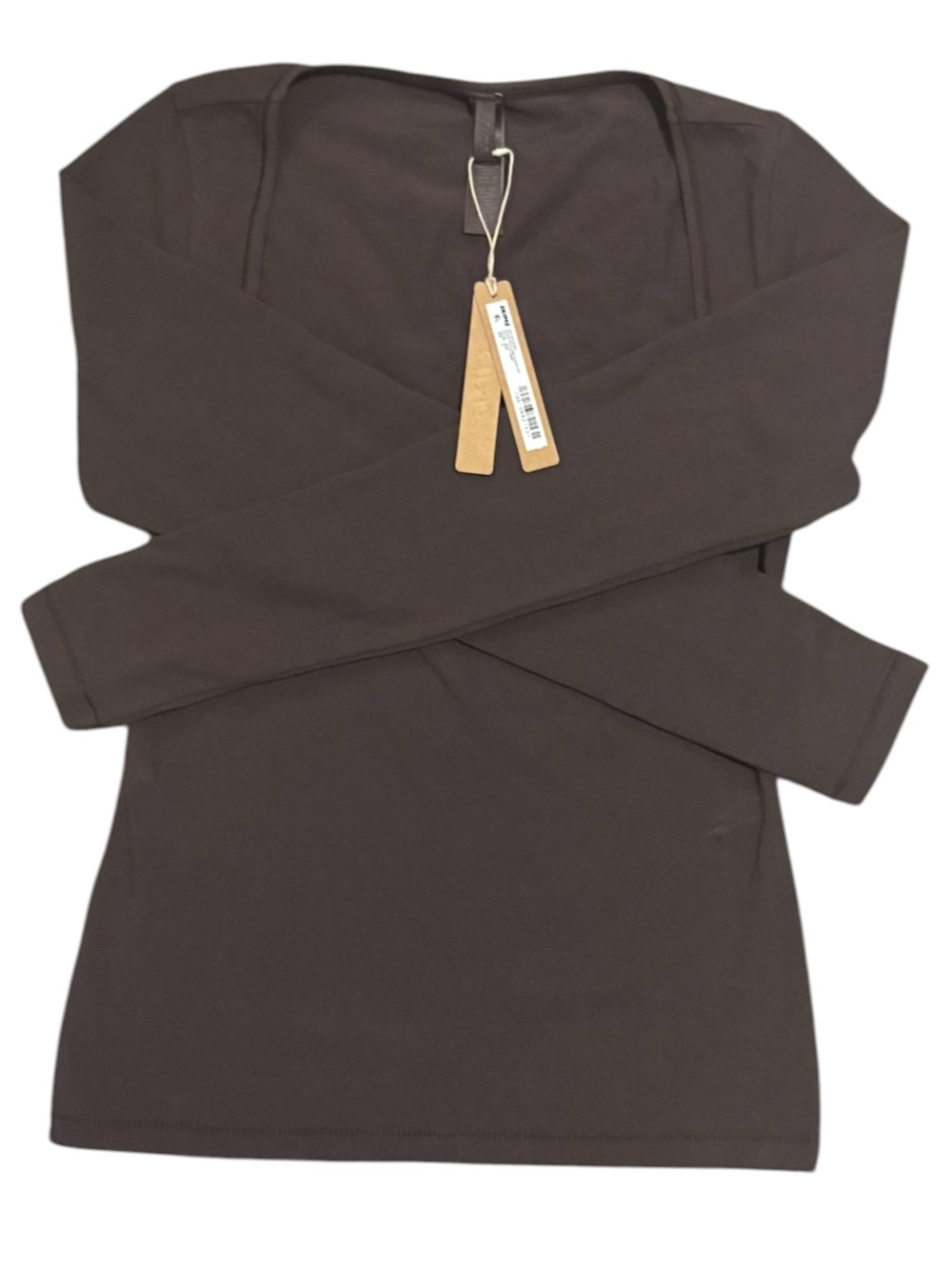 SKIMS Cotton Jersey Scoop Neck Long Sleeve Top Iron  Medium M NWT - Picture 3 of 5